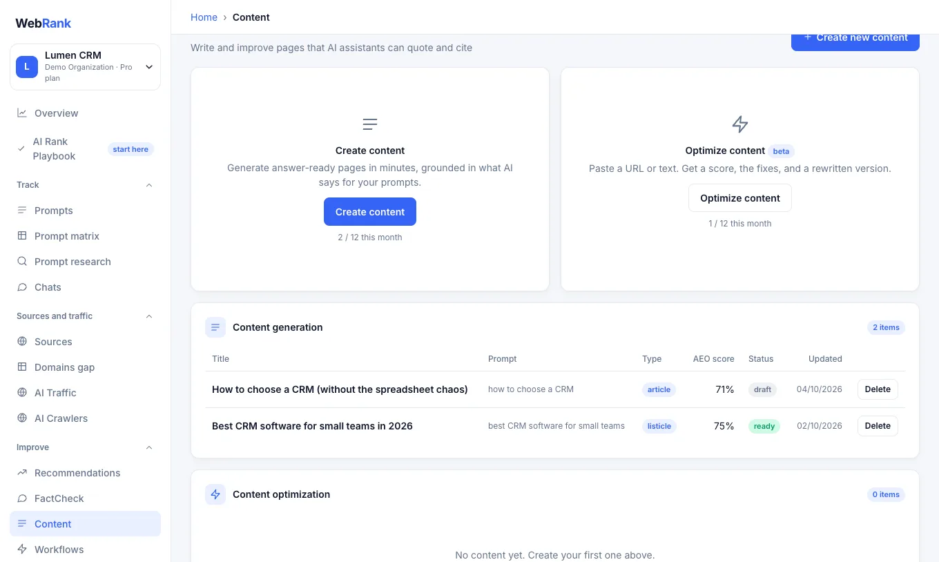Content: create articles and rewrite existing pages (sample data)